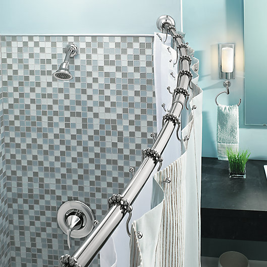 Adjustable Curved Chrome Shower Rod, Installing Curved Shower Curtain Rod On Tile