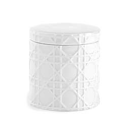 Kassatex Rattan Cotton Ball Jar in White