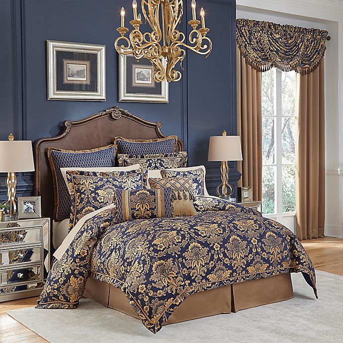 blue white and gold comforter