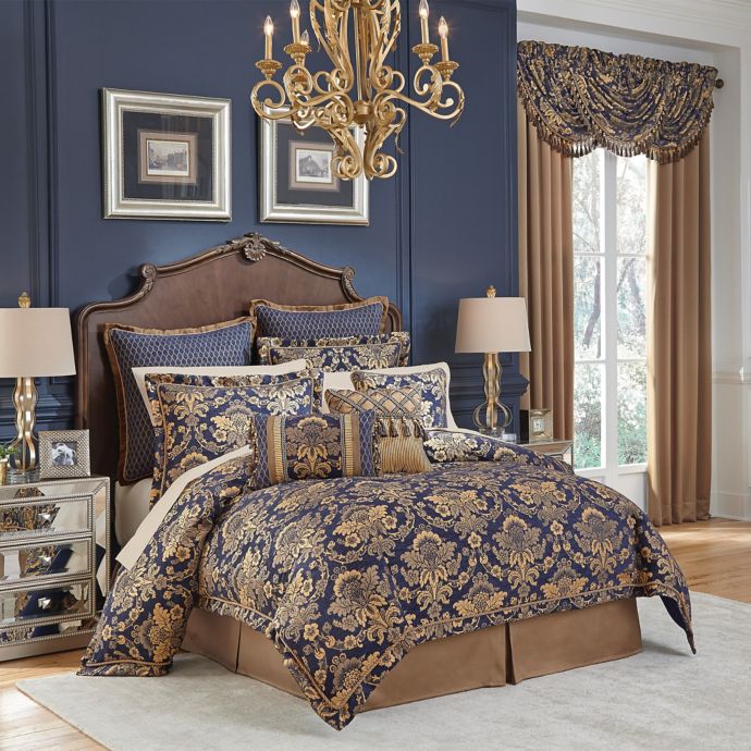 blue and gold comforter set