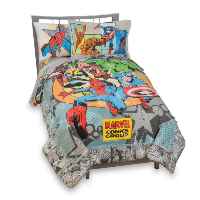 Vintage Marvel Comics Complete Bedding Ensemble Twin Bed Bath