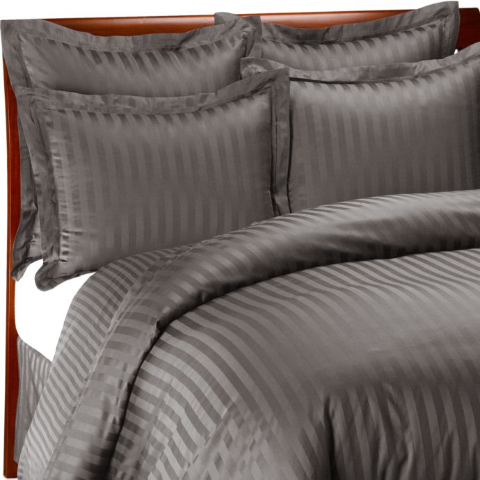 Wamsutta 500 Damask Duvet Cover Set In Charcoal Bed Bath Beyond