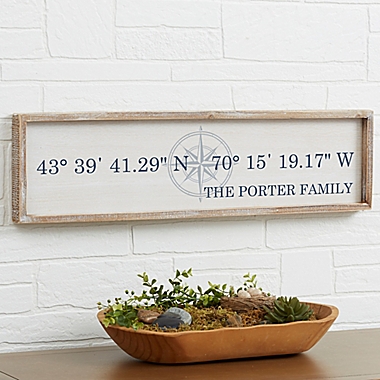 Latitude and Longitude 30-Inch x 8-Inch Barnwood Framed Wall Art. View a larger version of this product image.