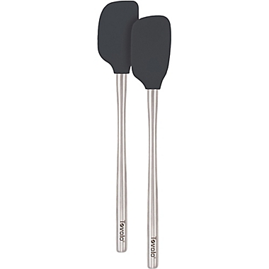 Tovolo&reg; Flex-Core&reg; Stainless Steel Handled Mini Spoonula and Spatula Set in Charcoal. View a larger version of this product image.