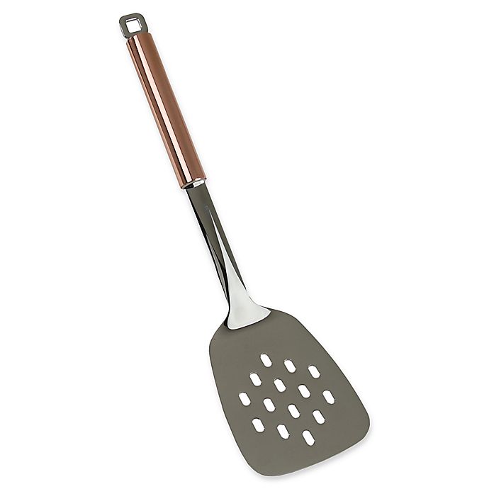 Stainless Steel Slotted Turner with Copper Handle