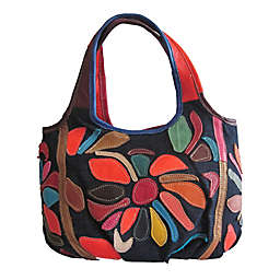 Avi Leather & Denim Mini Handbag in Rainbow