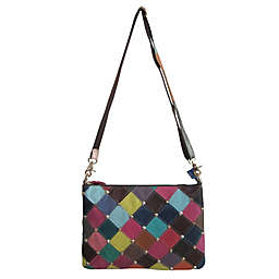 Amerileather Zigzag Diamond Leather Shoulder Bag in Rainbow
