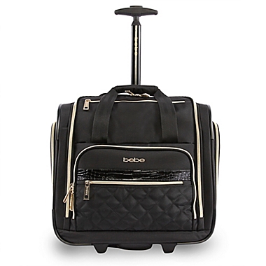 BEBE Leena 15.5-Inch Softside Rolling Under the Seat Carry On Tote in Black. View a larger version of this product image.