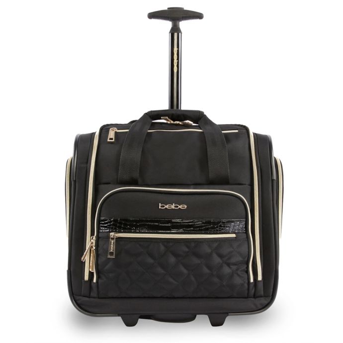 Bebe Leena 15 5 Inch Rolling Under The Seat Carry On Tote In Black Bed Bath Beyond