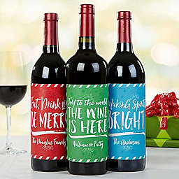 Holiday Cheer Wine Bottle Labels (Set of 3)