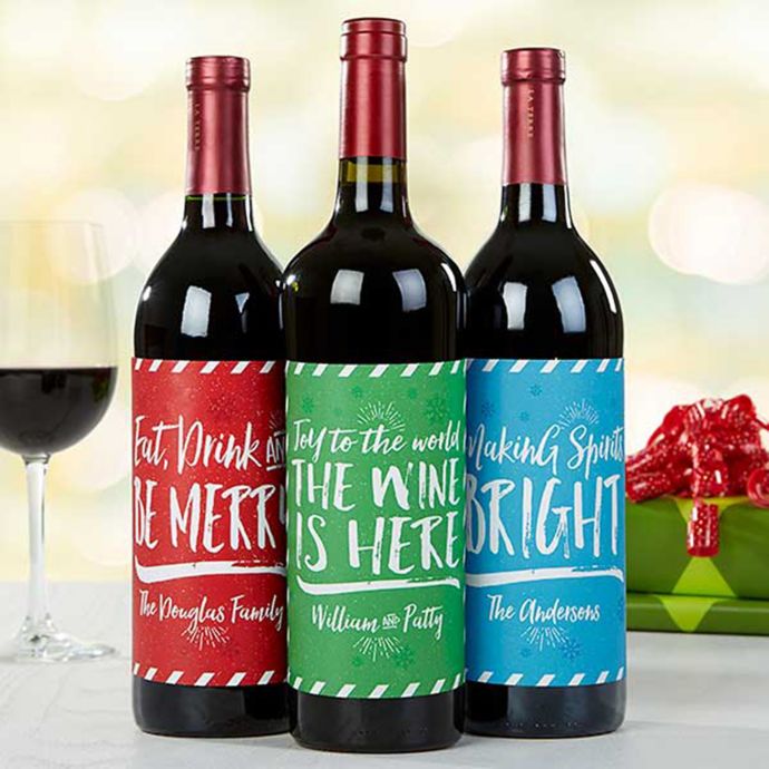 Holiday Cheer Wine Bottle Labels (Set of 3) Bed Bath and