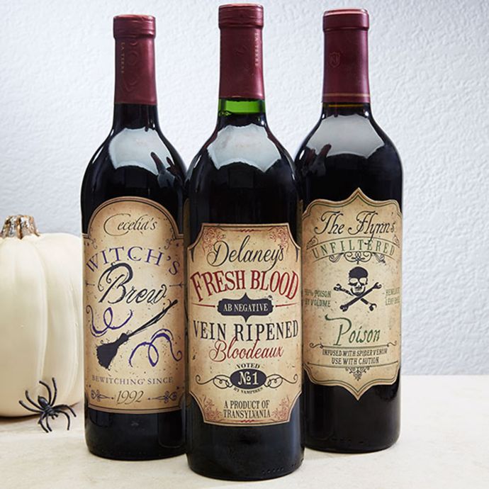 Vintage Halloween Wine Bottle Labels (Set of 3) | Bed Bath and Beyond ...