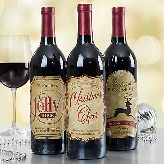 Alternate image 1 for Very Merry Christmas Wine Bottle Labels (Set of 3)