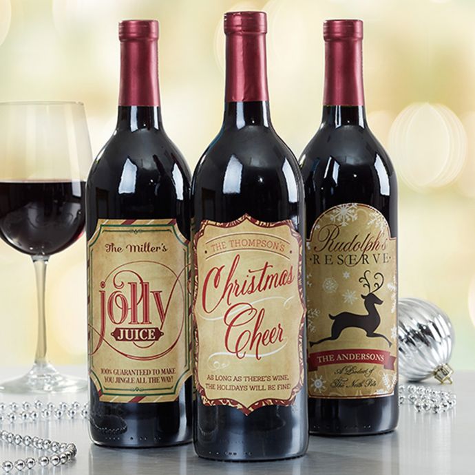 very merry christmas wine bottle labels set of 3 bed bath beyond