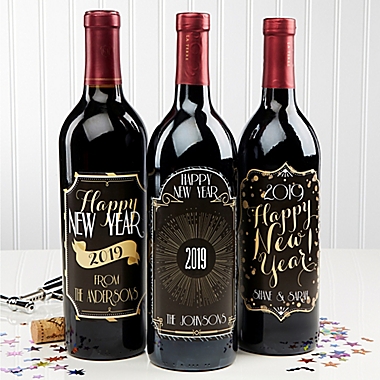 Happy New Year! Wine Bottle Labels (Set of 3). View a larger version of this product image.