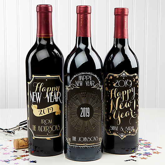 Alternate image 1 for Happy New Year! Wine Bottle Labels (Set of 3)