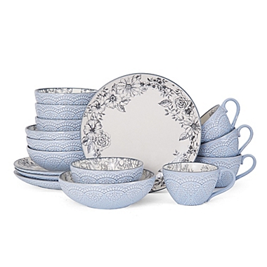 Pfaltzgraff&reg; Gabriela 16-Piece Dinnerware Set in Grey. View a larger version of this product image.