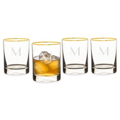 Cathys Concepts Personalized Heavy Based Whiskey Glasses Letter U Cathy's Concepts 1116-4-U Set of 4 