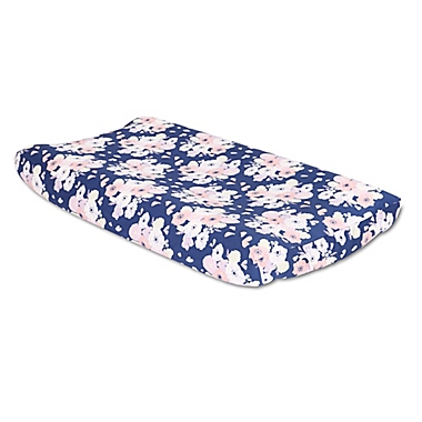 The Peanutshell&trade;  Floral Changing Pad Cover in Navy. View a larger version of this product image.
