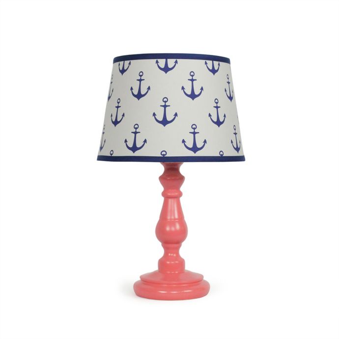 The Peanut Shell® Dark Coral Navy Anchor Lamp | Bed Bath ...