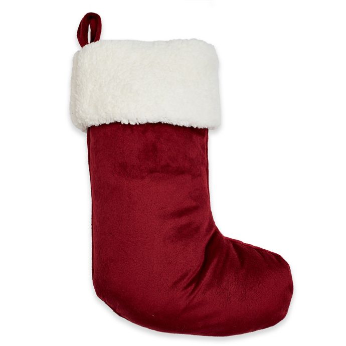 Berkshire Blanket® Furry Christmas Stocking in Red/White | Bed Bath & Beyond