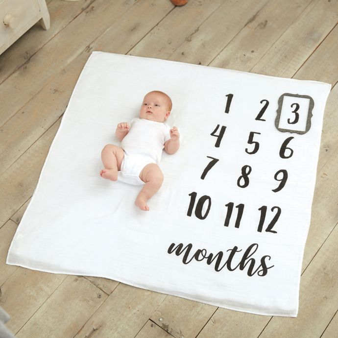 Mud Pie® Monthly Milestone Blanket in White | buybuy BABY