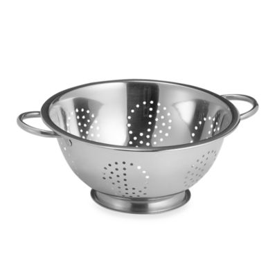 white metal colander