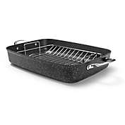 Starfrit the Rock&trade; Nonstick 12-Inch x 17-Inch Roaster with Rack in Black