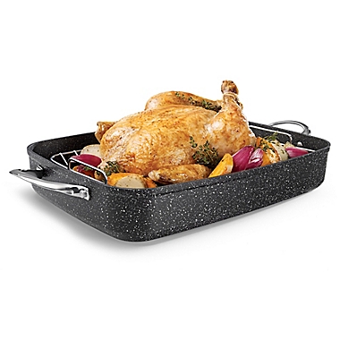 Starfrit the Rock&trade; Nonstick 12-Inch x 17-Inch Roaster with Rack in Black. View a larger version of this product image.