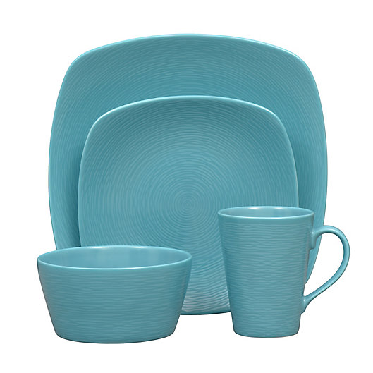Alternate image 1 for Noritake® Turquoise on Turquoise Swirl 4-Piece Square Place Setting