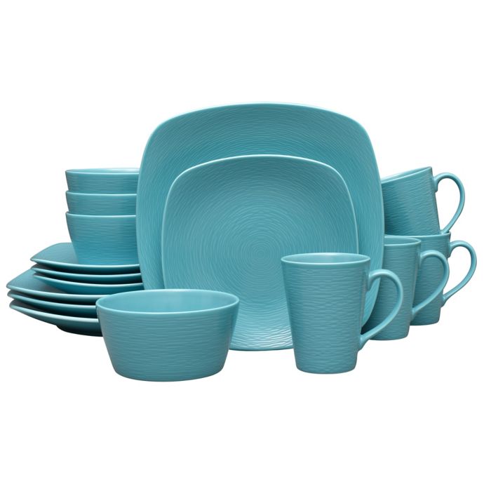 Noritake® Turquoise on Turquoise Swirl 16Piece Square Dinnerware Set