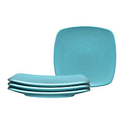 Noritake&reg; Turquoise on Turquoise Swirl Square Coupe Appetizer Plates (Set of 4)