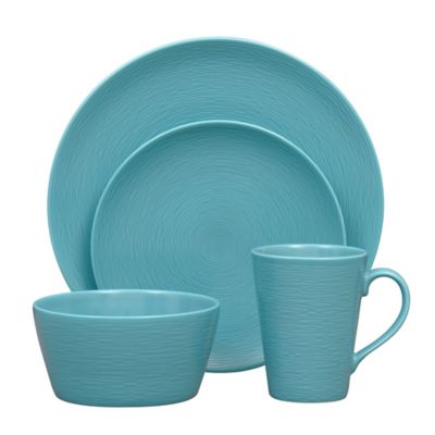 Noritake&reg; Turquoise on Turquoise Swirl 4-Piece Coupe Place Setting