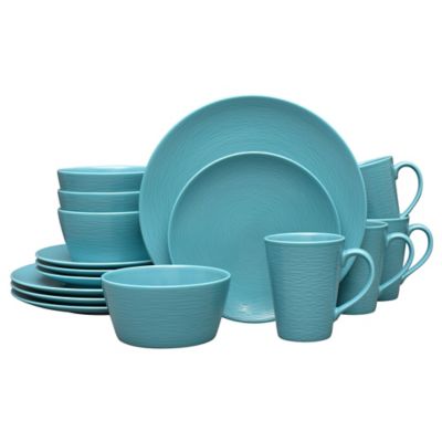 Noritake&reg; Turquoise on Turquoise Swirl 16-Piece Coupe Dinnerware Set