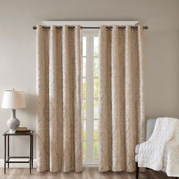 SunSmart Mirage Knitted 108-Inch Grommet Top 100% Blackout Curtain Panel in Champagne (Single)