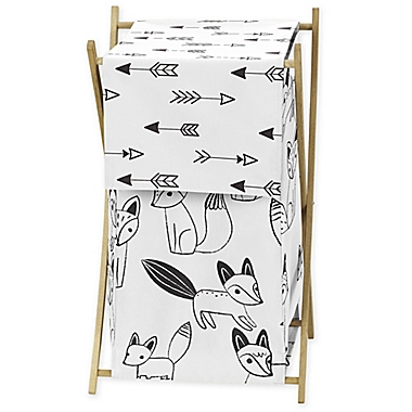 Sweet Jojo Designs&reg; Fox Laundry Hamper in Black/White. View a larger version of this product image.