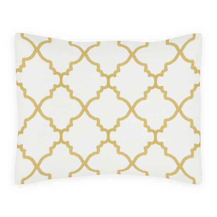 Sweet Jojo Designs Trellis Standard Pillow Sham In White Gold