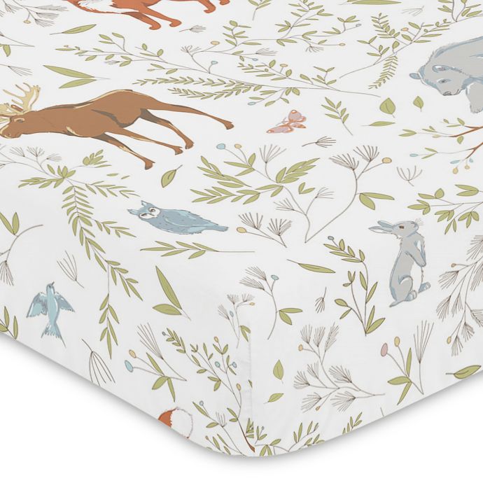 Sweet Jojo Designs Woodland Toile Animal Print Fitted Crib Sheet