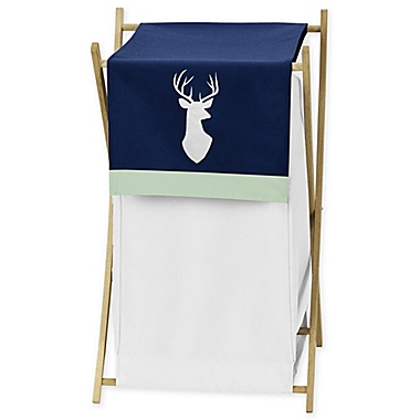 Sweet Jojo Designs Woodsy Laundry Hamper Navy/White. View a larger version of this product image.