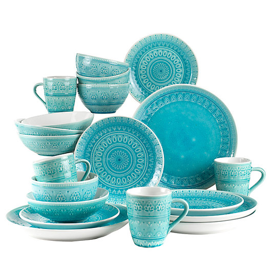 Alternate image 1 for Euro Ceramica Fez 20-Piece Dinnerware Set in Turquoise