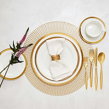Nevaeh White&reg; by Fitz and Floyd&reg; Grand Rim Wide Band Gold Appetizer Plate. View a larger version of this product image.