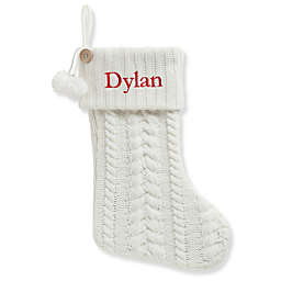 Personalized Planet Cable Knit Stocking in White
