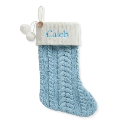 Personalized Planet Cable Knit Stocking in Blue