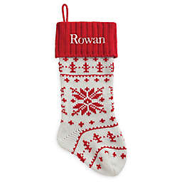 Personalized Planet Snowflake Knit Stocking in White