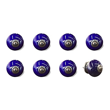 Knob-It Vintage Hand Painted 8-Pack Ceramic Round Knob Set in Purple/Silver. View a larger version of this product image.