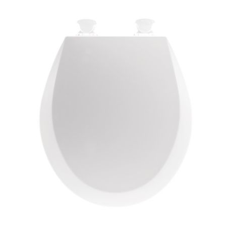 Toilet Seat Round Closed Front with Cover and Polished Chrome Hinge in White
