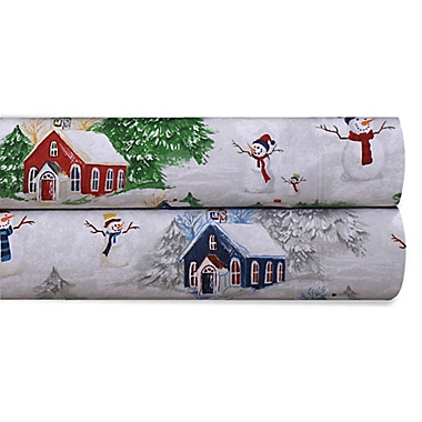 Tribeca Living 170 GSM Snowman Flannel Sheet Set. View a larger version of this product image.