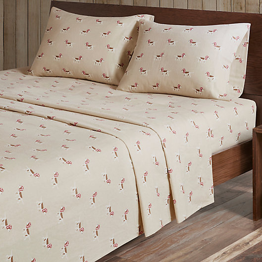 Alternate image 1 for Woolrich® Dog Print Cotton Flannel California King Sheet Set in Tan