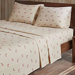 Woolrich® Dog Print Cotton Flannel King Sheet Set in Tan