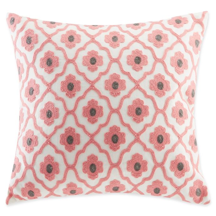 Echo Sterling Quatrefoil Square Throw Pillow In Coral Bed Bath